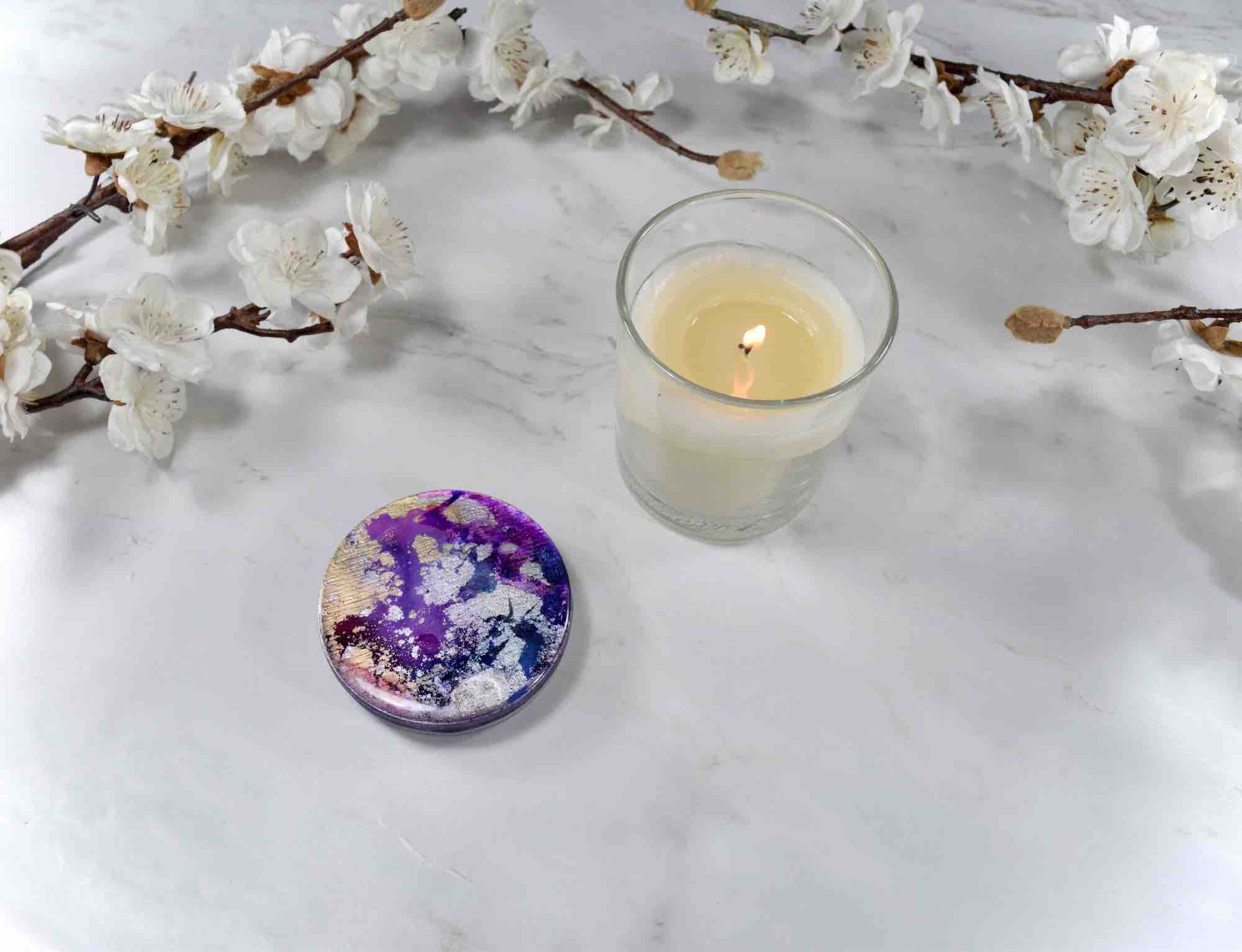 Linen Scented Candle with Resin Lid - Fresh Cotton Candle