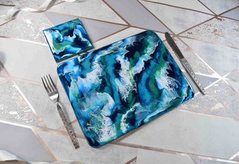Ocean Art Placemats and Coasters - Coastal Beach House Rustic Decor
