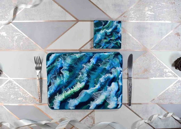 Ocean Art Placemats and Coasters - Coastal Beach House Rustic Decor