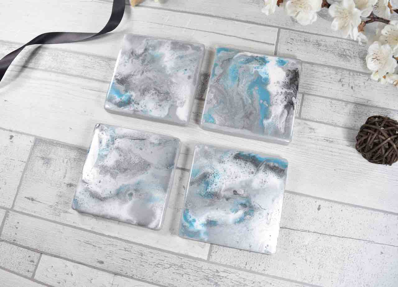 Silver Grey Turquoise Luxury Drinks Coasters - Mother's Day Gift Ideas