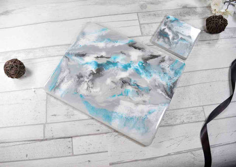 Silver Grey Placemats and Coasters for Dining Table - Epoxy Resin Art