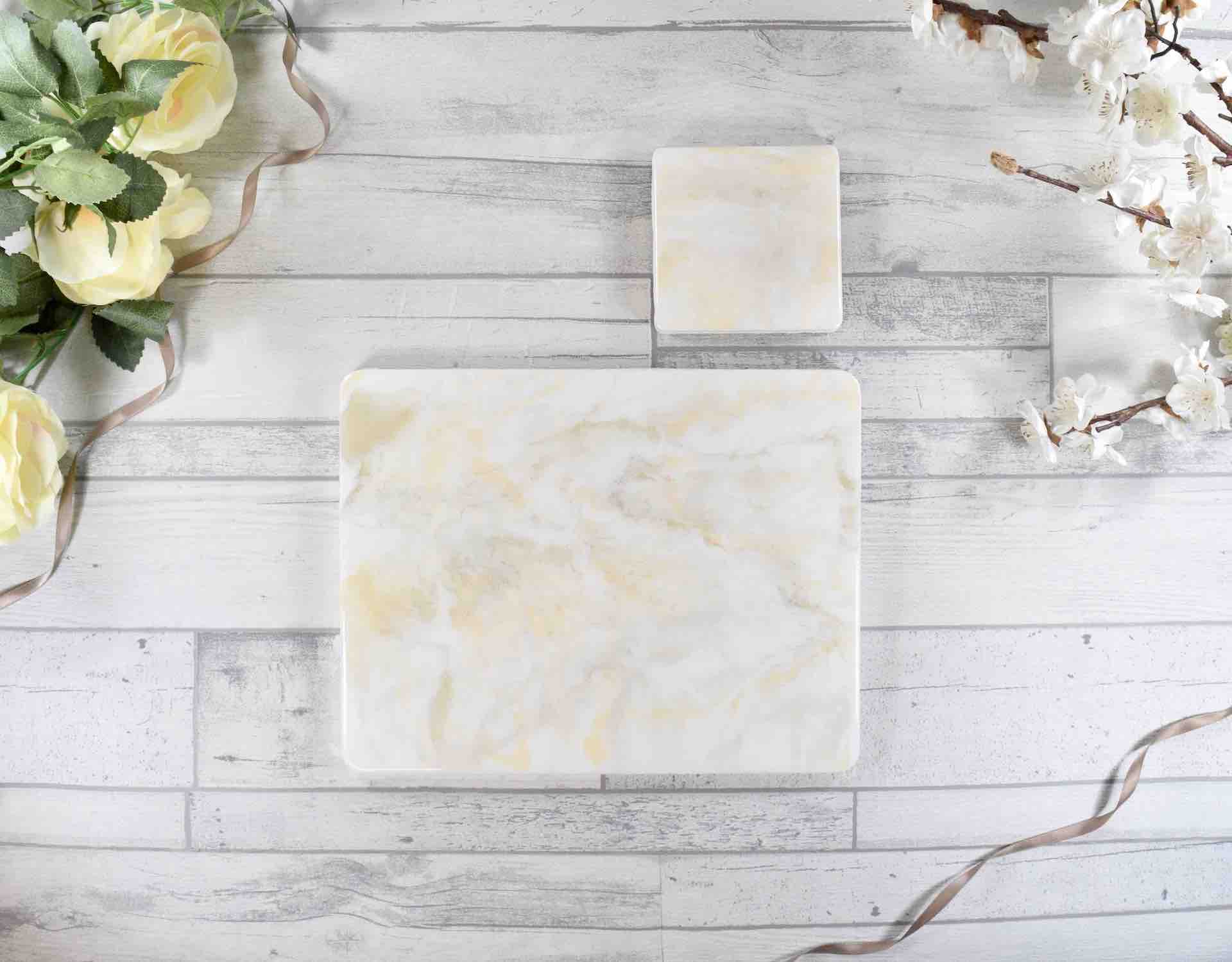 White Cream Gold Placemats and Coasters Set - Designer Table Mats