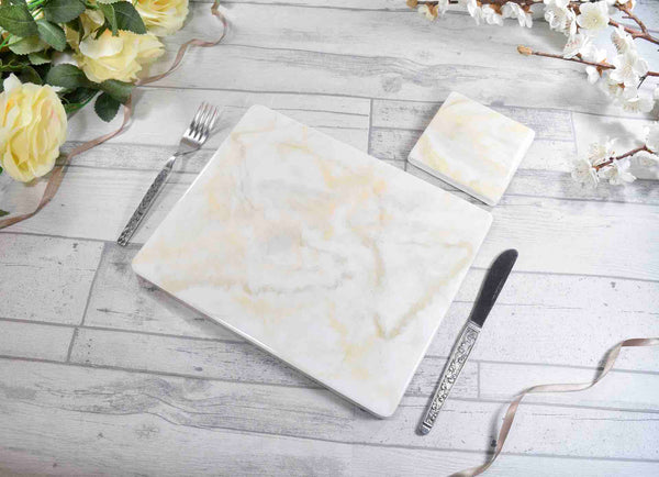 White Cream Gold Placemats and Coasters Set - Designer Table Mats