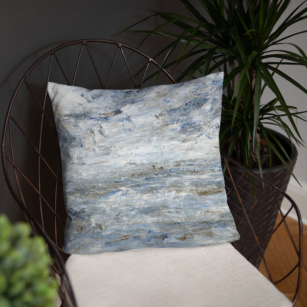 Abstract Seascape Throw Pillow With Insert - Grey Coastal Chair Cushion