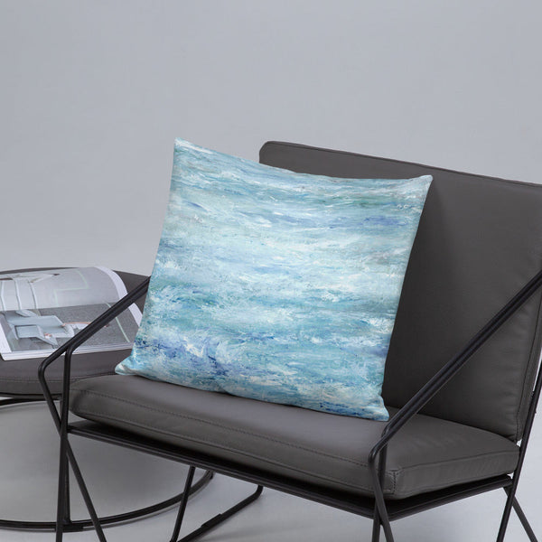 Coastal Sofa Cushion With Pillow Insert - Beach House Decor Ocean Waves