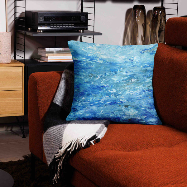 Ocean Waves Cushion with Insert - Coastal Home Decor - Beach Vibes Throw Pillow - Nature Inspired Decorative Sofa Cushion